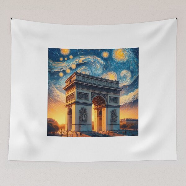 Item preview, Triumphal Arch, Paris, France, design in the style of Vincent van Gogh Starry Night designed and sold by CreativeSparkzz.