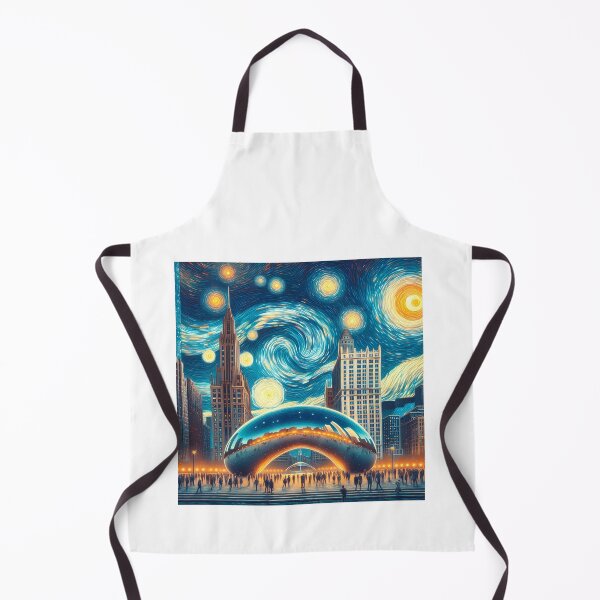 Item preview, Cloud Gate, Chicago, Illinois, USA, design in the style of Vincent van Gogh Starry Night designed and sold by CreativeSparkzz.