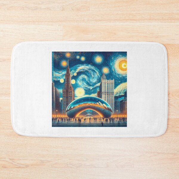 Item preview, Cloud Gate, Chicago, Illinois, USA, design in the style of Vincent van Gogh Starry Night designed and sold by CreativeSparkzz.