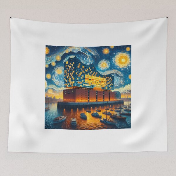 Item preview, Elbphilharmonie, Hamburg, Germany, design in the style of Vincent van Gogh Starry Night designed and sold by CreativeSparkzz.