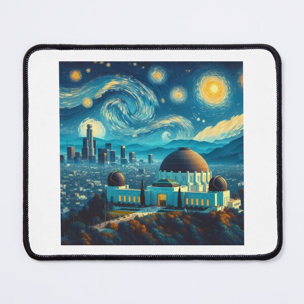Item preview, Griffith Observatory, Los Angeles, California, USA, design in the style of Vincent van Gogh Starry Night designed and sold by CreativeSparkzz.
