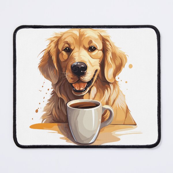 Item preview, Golden Retriever Dog Drinking Coffee designed and sold by MerchBySabby.