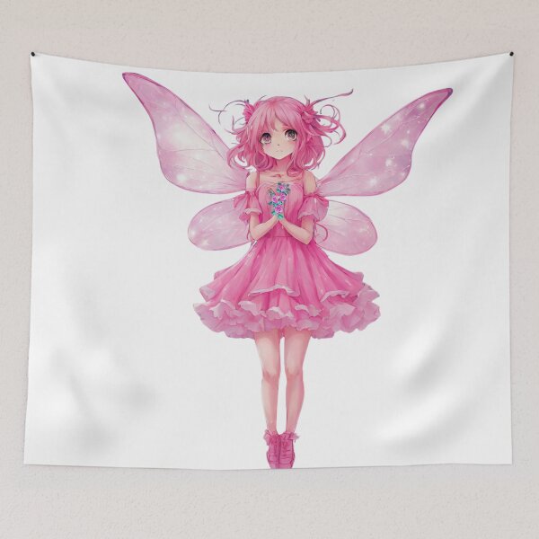 Item preview, Pretty pink anime fairy with flowers designed and sold by TheRubberOnion.