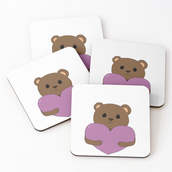 Item preview, cute brown bear with purple heart designed and sold by Julii-the-Fox.