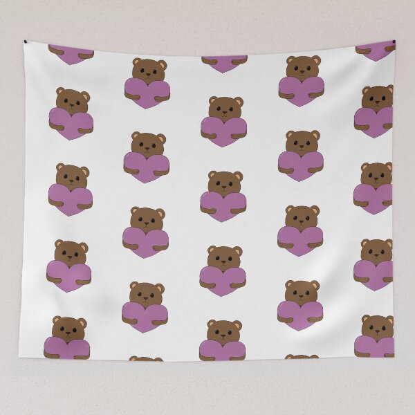 Item preview, cute brown bear with purple heart designed and sold by Julii-the-Fox.
