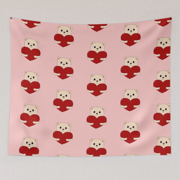 Item preview, cute white bear with red heart designed and sold by Julii-the-Fox.