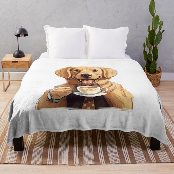 Item preview, Golden Retriever Dog Drinking Coffee designed and sold by MerchBySabby.