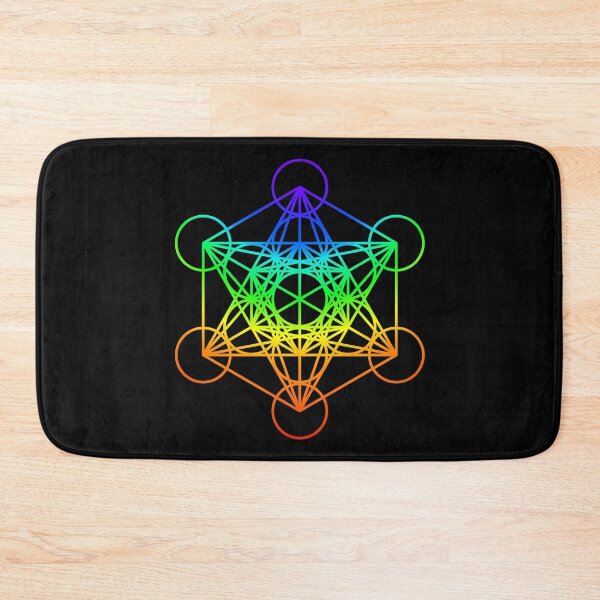 Item preview, Sacred Geometry Metatron's Cube in raibow colors designed and sold by Happy Puppy Print On Demand.