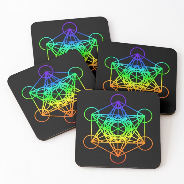Item preview, Sacred Geometry Metatron's Cube in raibow colors designed and sold by Happy Puppy Print On Demand.