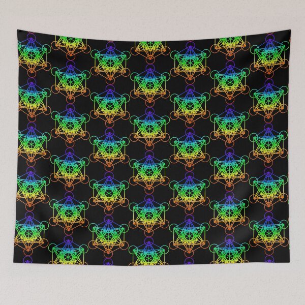 Item preview, Sacred Geometry Metatron's Cube in raibow colors designed and sold by Happy Puppy Print On Demand.