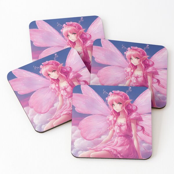 Item preview, Pretty pink anime fairy in the clouds designed and sold by TheRubberOnion.
