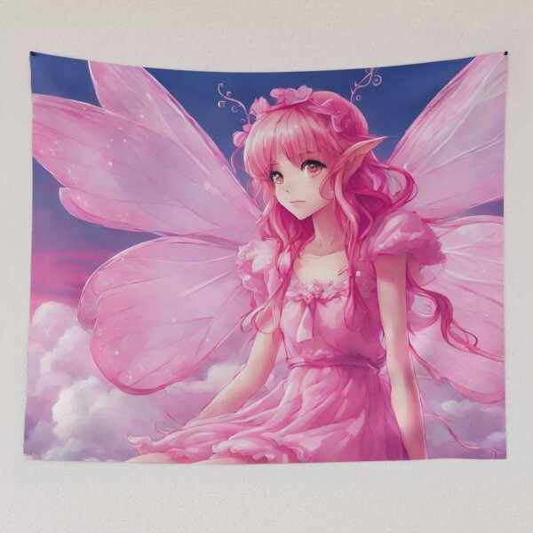 Item preview, Pretty pink anime fairy in the clouds designed and sold by TheRubberOnion.