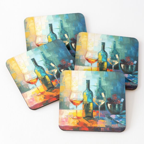 Item preview, Abstract Bottle and Glasses Dining Room Painting designed and sold by Peek-Designs.
