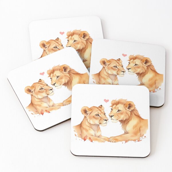 Item preview, Cute lion couple, animals in love gifts for valentines day designed and sold by ChaosEdits.