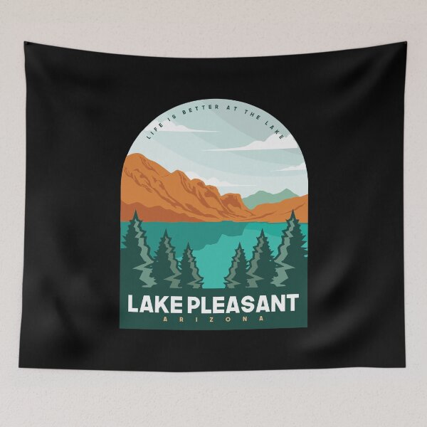Artikelvorschau, Lake Pleasant Arizona United States Lake With Mountain And Pine Tree entworfen und verkauft von Friday NightCo.