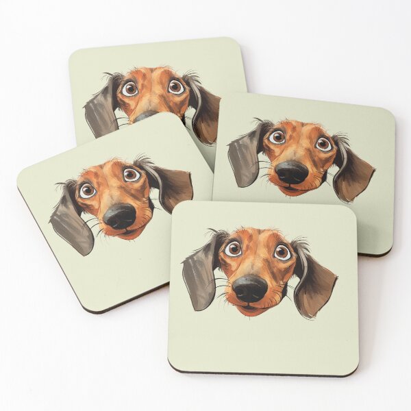 Item preview, Cute and Funny Dachshund Cartoon Face Portrait Watercolor designed and sold by MokoTees.