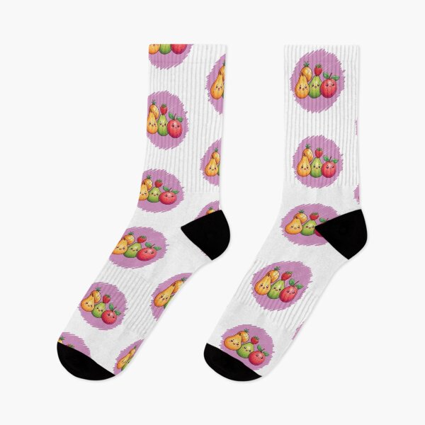 Item preview, strawberry, apple, pear and pineapple in purple circle designed and sold by kawaiiii2.