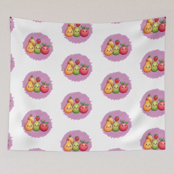 Item preview, strawberry, apple, pear and pineapple in purple circle designed and sold by kawaiiii2.