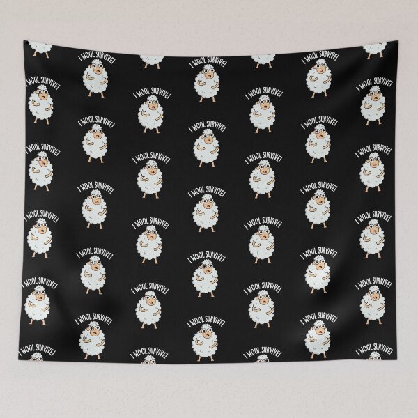 Item preview, I Wool Survive Funny Sheep Puns (Dark BG) designed and sold by punnybone.