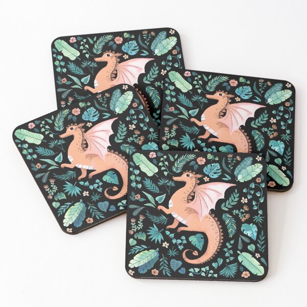 Item preview, Tropical Dragon (Peach on Black) designed and sold by littleclyde.