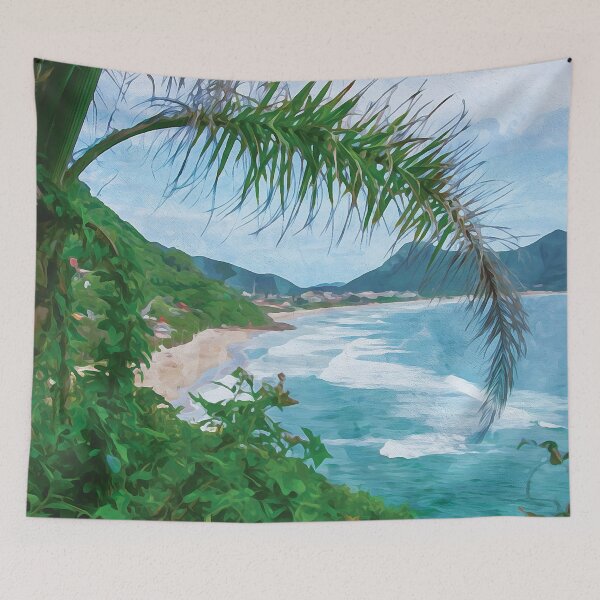 Item preview, View of the beach Praia da Solidão in watercolor designed and sold by Intermundium.
