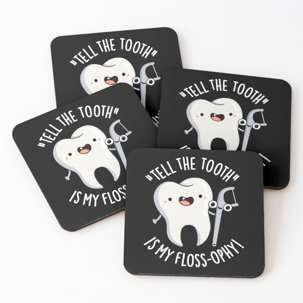 Item preview, Tell The Tooth Is My Floss-ophy Funny Dental Puns (Dark BG) designed and sold by punnybone.