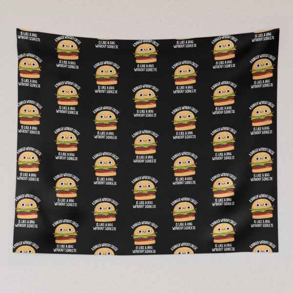 Item preview, A Burger Without Cheese Like A Hug Without Squeeze Pun (Dark BG) designed and sold by punnybone.