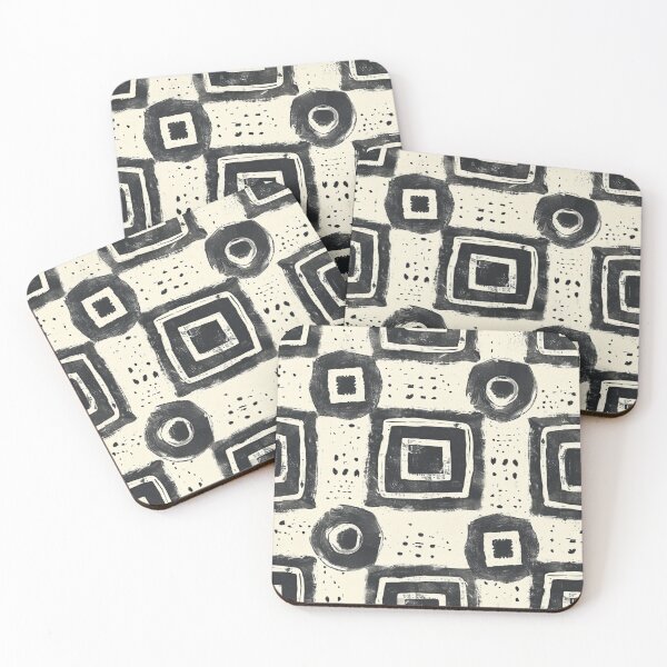 Item preview, Primitive Squares: Black & White Hand-Painted Patterns designed and sold by ColorfulVanilla.