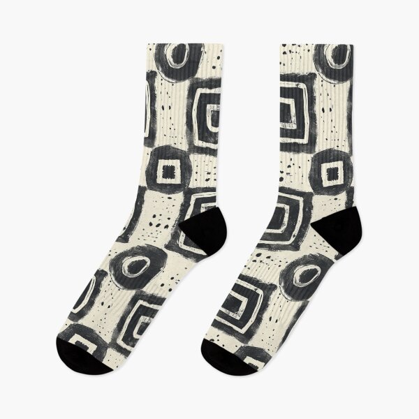 Item preview, Primitive Squares: Black & White Hand-Painted Patterns designed and sold by ColorfulVanilla.