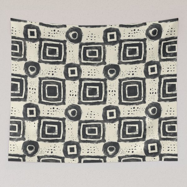 Item preview, Primitive Squares: Black & White Hand-Painted Patterns designed and sold by ColorfulVanilla.