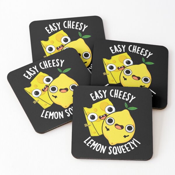 Item preview, Easy Cheesy Lemon Squeezy Funny Food Pun (Dark BG) designed and sold by punnybone.