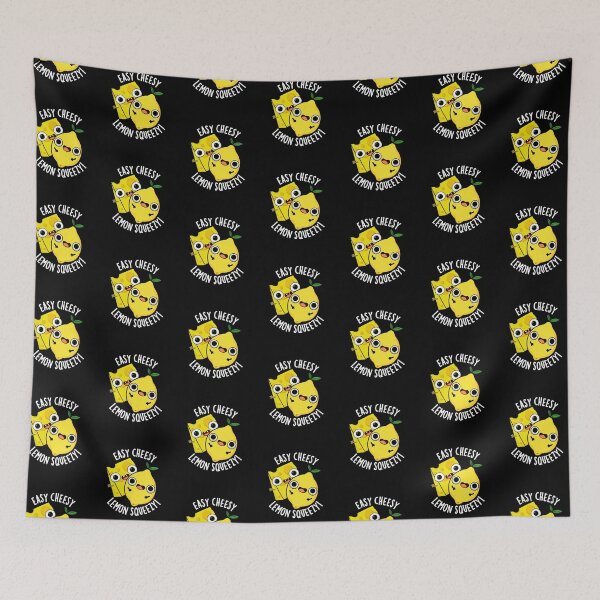 Item preview, Easy Cheesy Lemon Squeezy Funny Food Pun (Dark BG) designed and sold by punnybone.