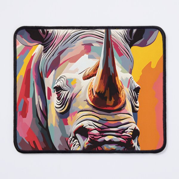 Item preview, Rhinoceros portrait art. animal colorful. Animal throw pillow.  designed and sold by formform.