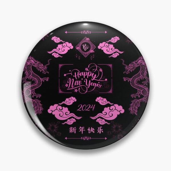 Artikelvorschau, Frohes Drachenjahr 2024 (schwarz/rosa) entworfen und verkauft von ProsetoPrint.
