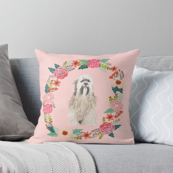 Item preview, tibetan terrier floral wreath dog portrait designed and sold by PetFriendly.