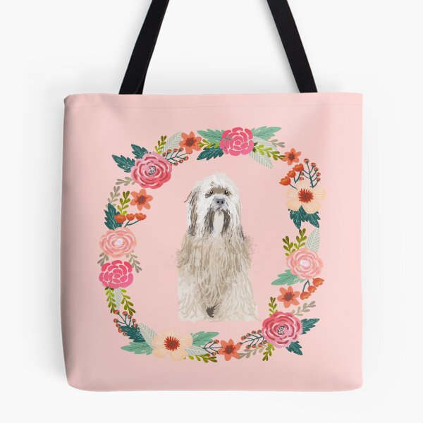 Item preview, tibetan terrier floral wreath dog portrait designed and sold by PetFriendly.