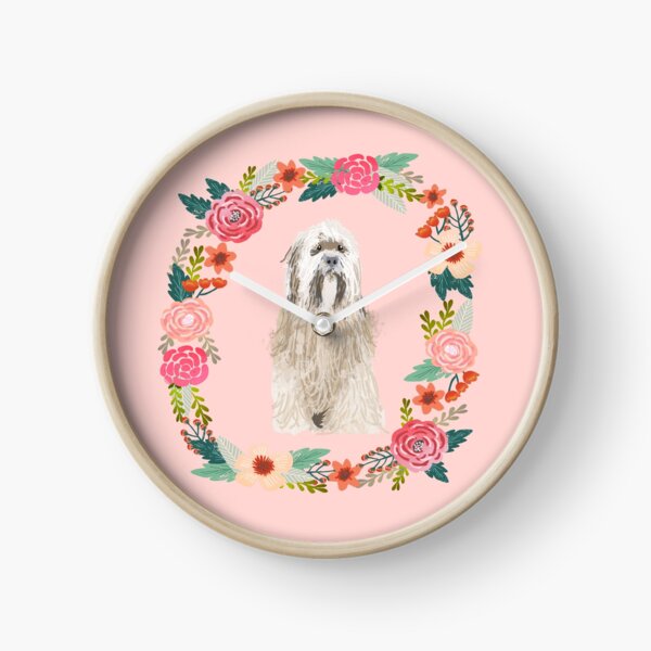 Item preview, tibetan terrier floral wreath dog portrait designed and sold by PetFriendly.