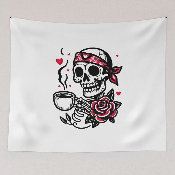 Item preview, Valentines Day Skeleton Drinking Coffee Skeleton Heart Valentines Day Cool Bones Love T-Shirt designed and sold by MAPDDesigns.