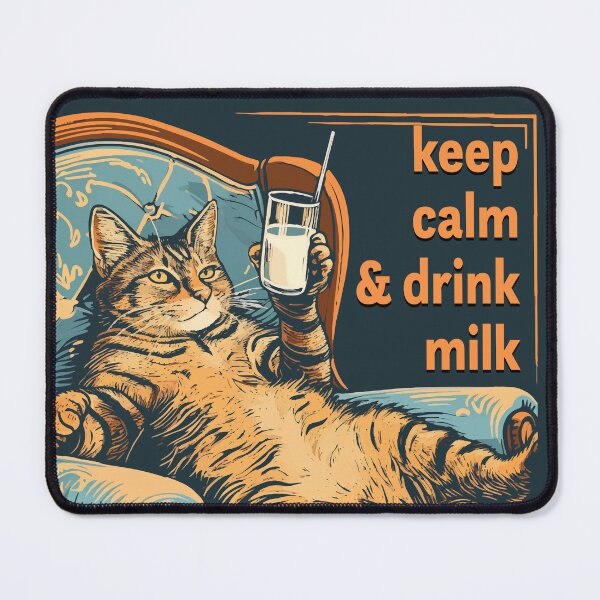 Item preview, Keep Calm And Drink Milk Funny Cat Meme designed and sold by PrintShangri-La.