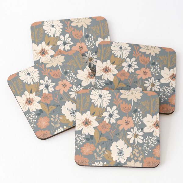 Item preview,  Monochromatic White Orange Yellow Flowers ; Floral Pattern designed and sold by PatternInArt.