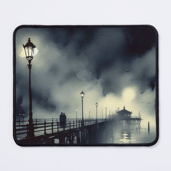 Item preview, Noir Vintage Foggy Pier at Night [Watercolor] designed and sold by RESToRAPTOR.
