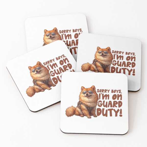 Item preview, Sorry boys, I'm on guard duty! - Pomeranian Dog Sunglasses Harness Fluffy Orange Tan Realistic Illustration Texture Lively designed and sold by PrintsByVickson.