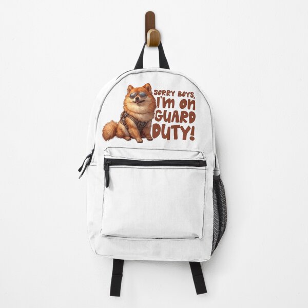 Item preview, Sorry boys, I'm on guard duty! - Pomeranian Dog Sunglasses Harness Fluffy Orange Tan Realistic Illustration Texture Lively designed and sold by PrintsByVickson.