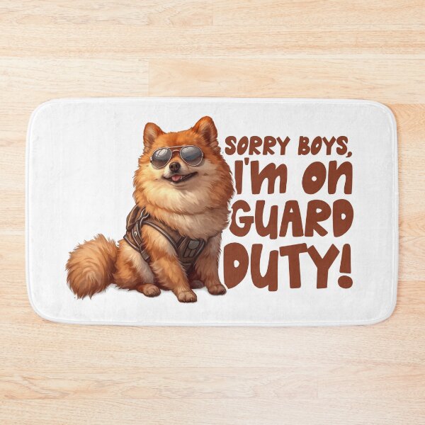 Item preview, Sorry boys, I'm on guard duty! - Pomeranian Dog Sunglasses Harness Fluffy Orange Tan Realistic Illustration Texture Lively designed and sold by PrintsByVickson.