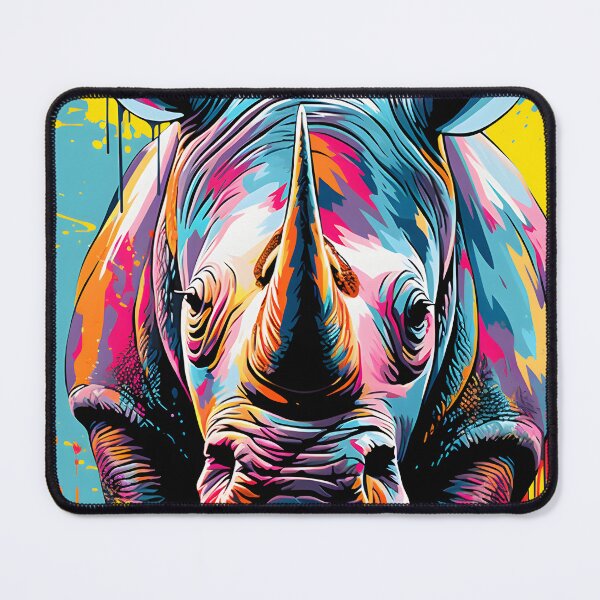 Item preview, Rhinoceros portrait art. animal colorful. Animal throw pillow.  designed and sold by formform.