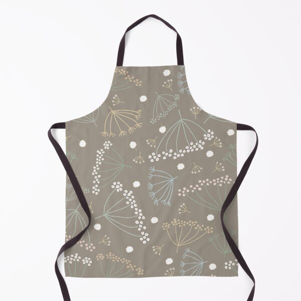 Item preview, Scattered dill flowers on a gray-brown background | Pattern designed and sold by colorofmagic.