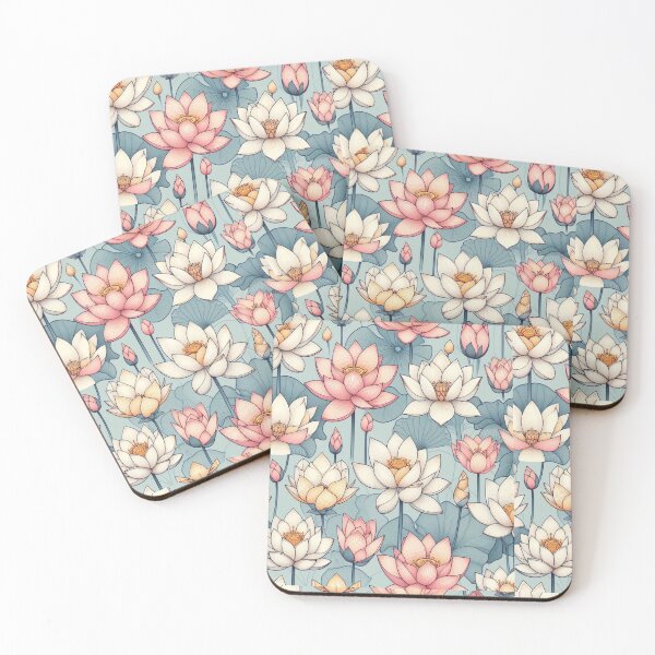 Item preview, White and Pink Lotus Flowers ; Floral Pattern designed and sold by PatternInArt.