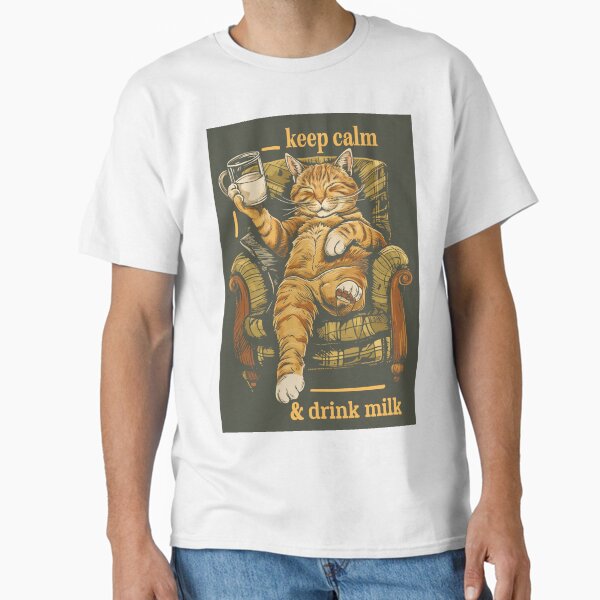 Item preview, Keep Calm And Drink Milk Funny Retro Cat Meme designed and sold by PrintShangri-La.