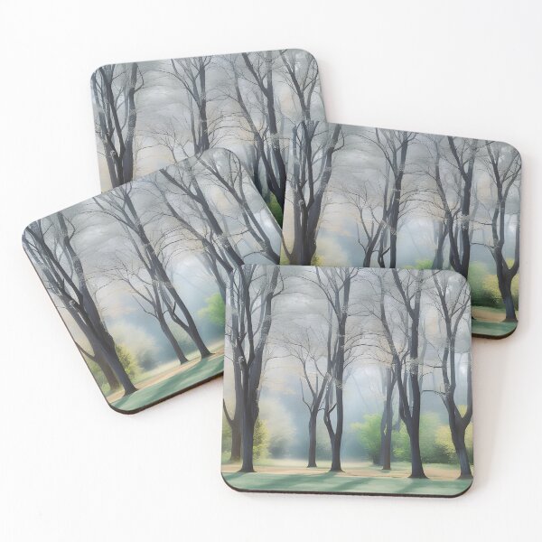 Item preview, Spring landscape painting, tree trunks designed and sold by MissQuiss.