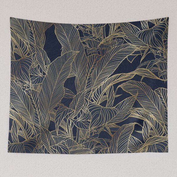 Item preview, Modern Blue Gold Foliage Plant Botanical Design designed and sold by InovArtS.